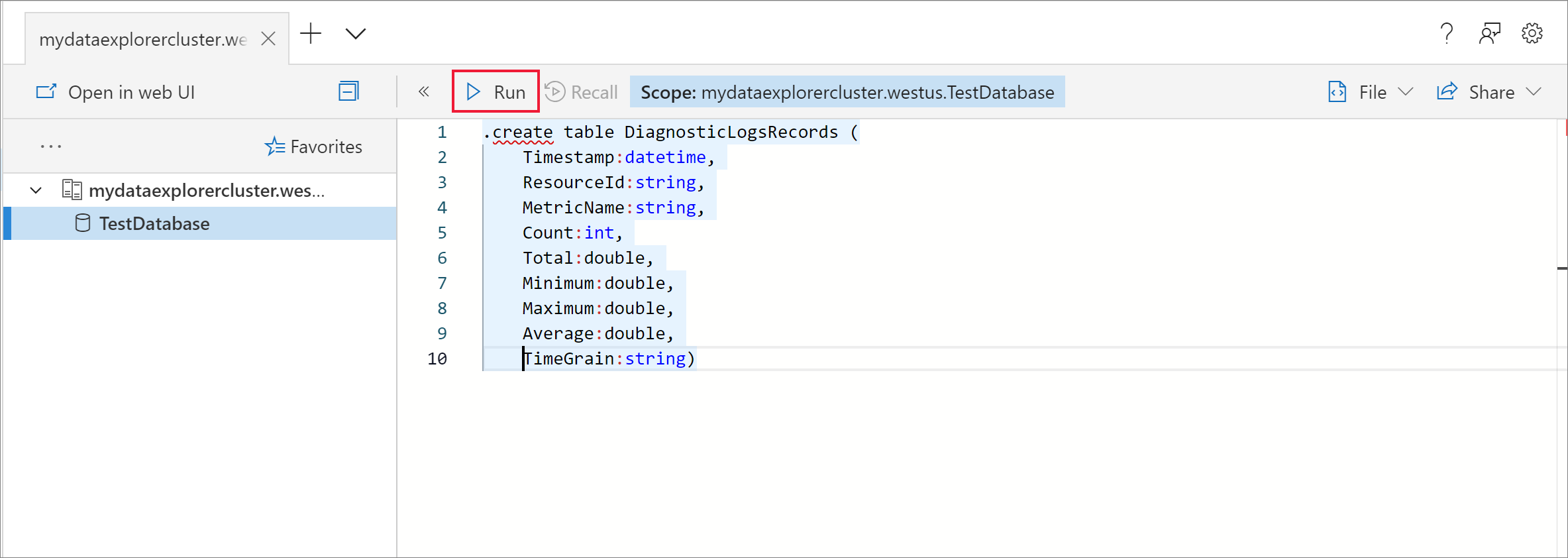 Esegui la query.