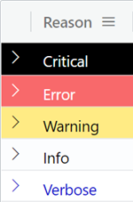 Screenshot della legenda dei colori in modalità chiara.