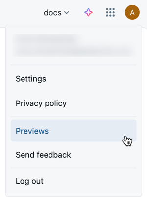 Selezionare la voce di menu Anteprime nel menu delle impostazioni di amministrazione.