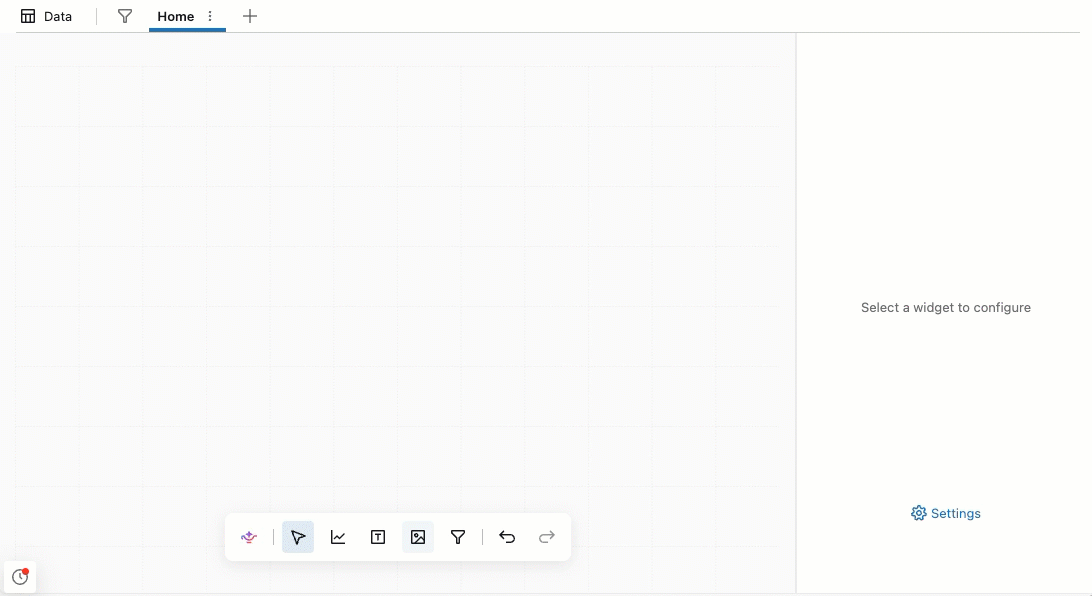 Aggiungere un widget di immagine a una dashboard e specificarne un'immagine.