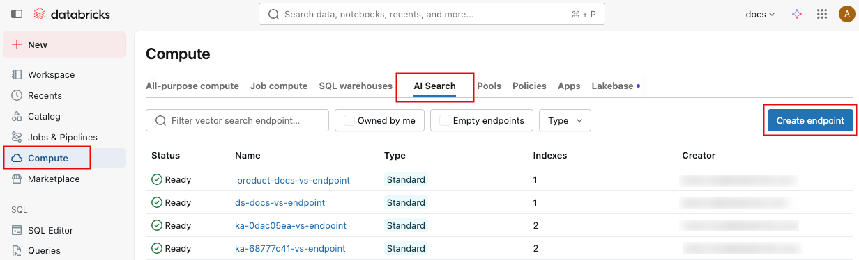 Crea calcolo per AI Search.