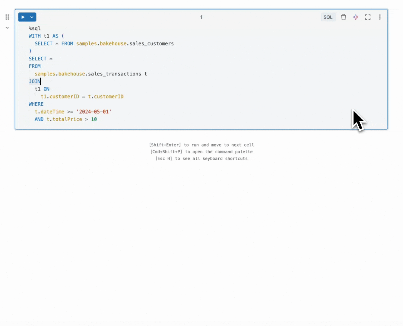 Usare il prompt di ottimizzazione in un notebook.