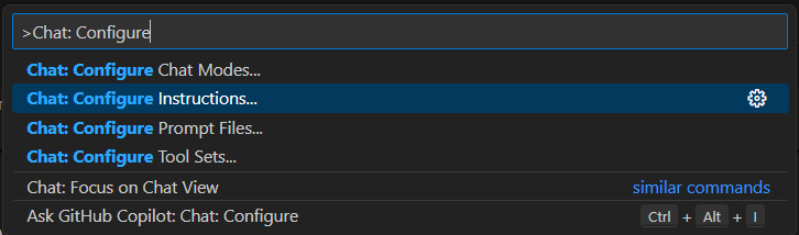 Screenshot della digitazione nel riquadro comandi Visual Studio Code.