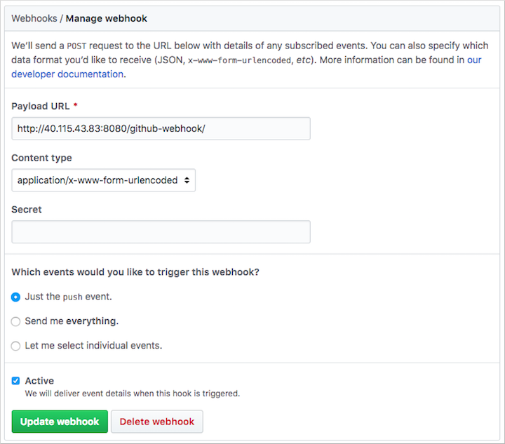 Crea un webhook di GitHub per Jenkins
