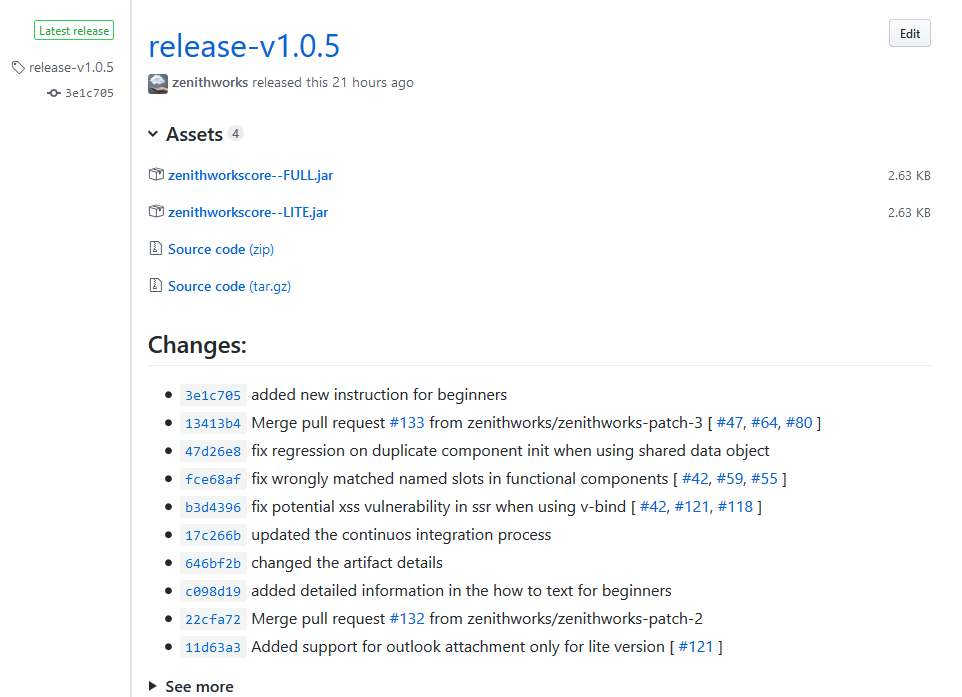 Versione di GitHub di esempio.