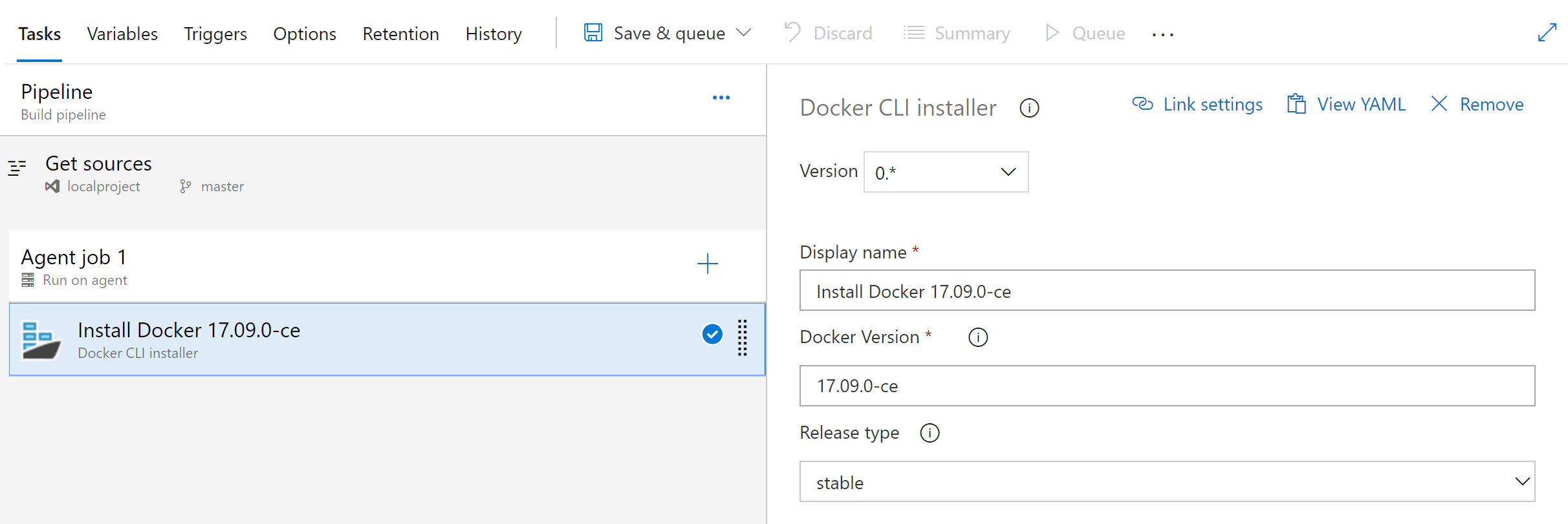 Attività installer CLI di Docker.