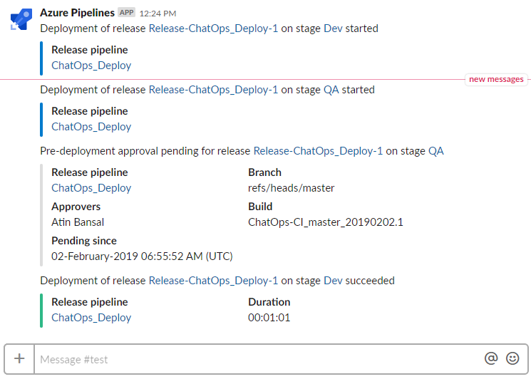 App Azure Pipelines per Slack.