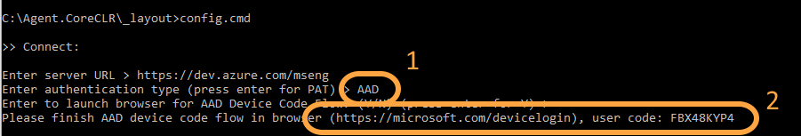 Flusso di autenticazione del codice del dispositivo di Azure Active Directory per l'agente delle pipeline.