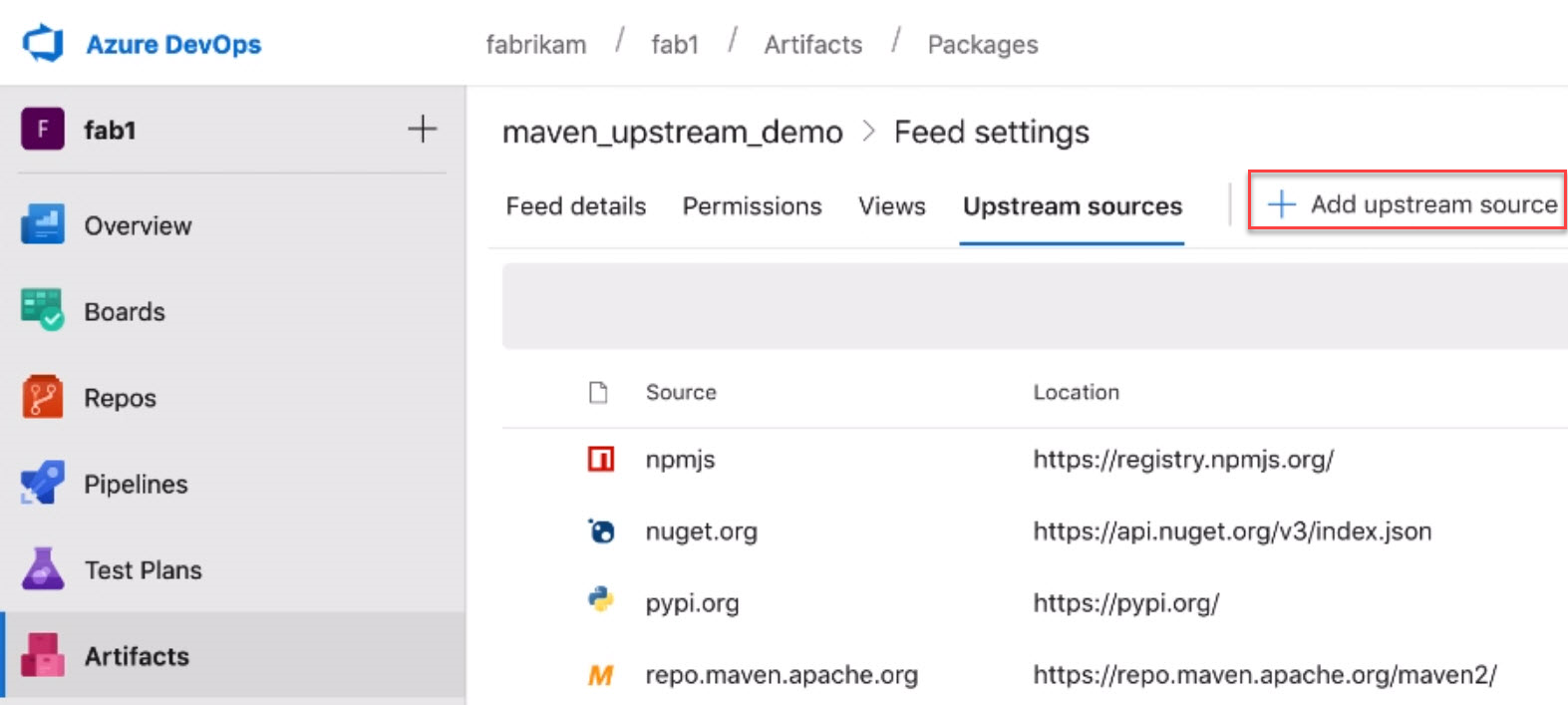 Origini upstream per Maven.