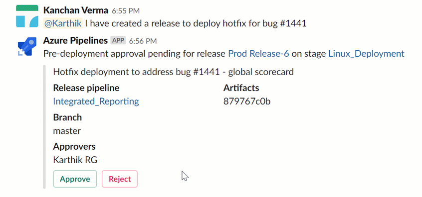 Approvare le distribuzioni di Azure Pipelines da Slack.