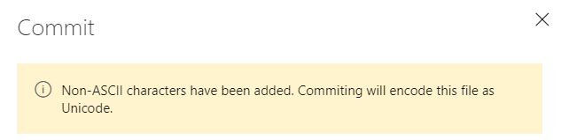 Esempio della finestra di dialogo quando si introducono modifiche di codifica da un push Web.