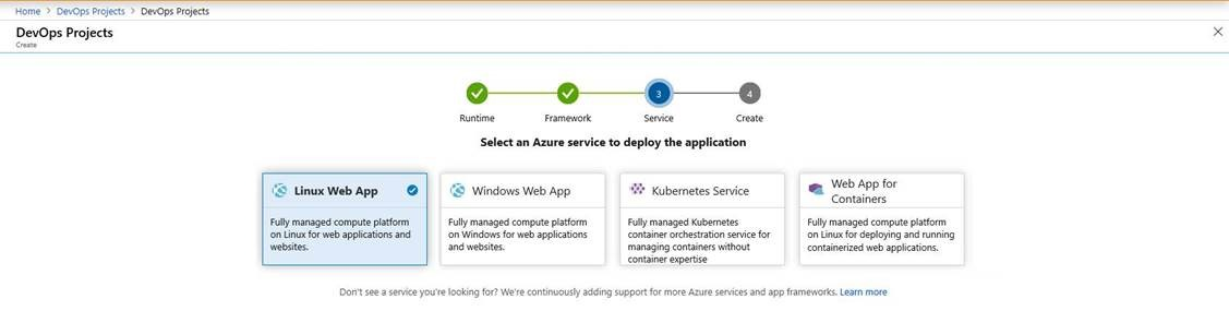 supporto di app Web Linux per i flussi di lavoro Java in Azure DevOps Projects.