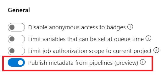 Raccogliere i metadati automatici e specificati dall'utente dalla pipeline.