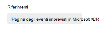 Screenshot che mostra Microsoft Sentinel collegamento all'evento imprevisto in una risposta.
