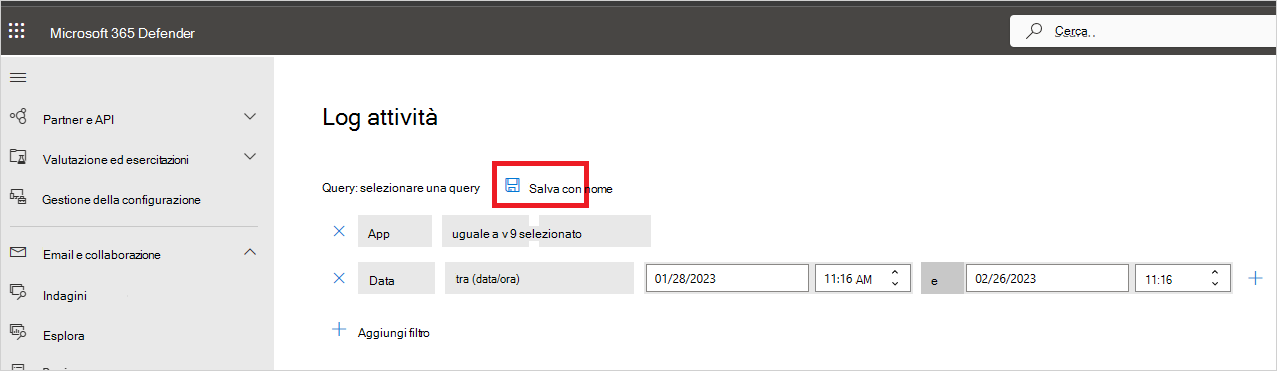 Usa i filtri per creare una query.