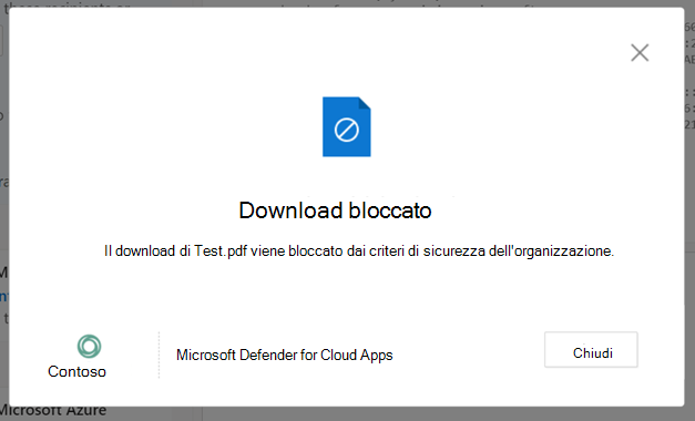 Schermata di un messaggio di download bloccato.