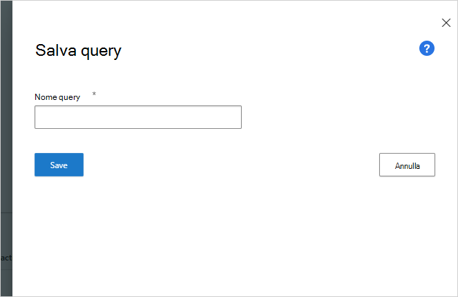 Schermata della finestra di dialogo Salva query per assegnare un nome a una nuova query di app rilevata.