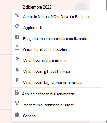 Schermata dell'opzione del menu contestuale per applicare un'etichetta di riservatezza a un file.
