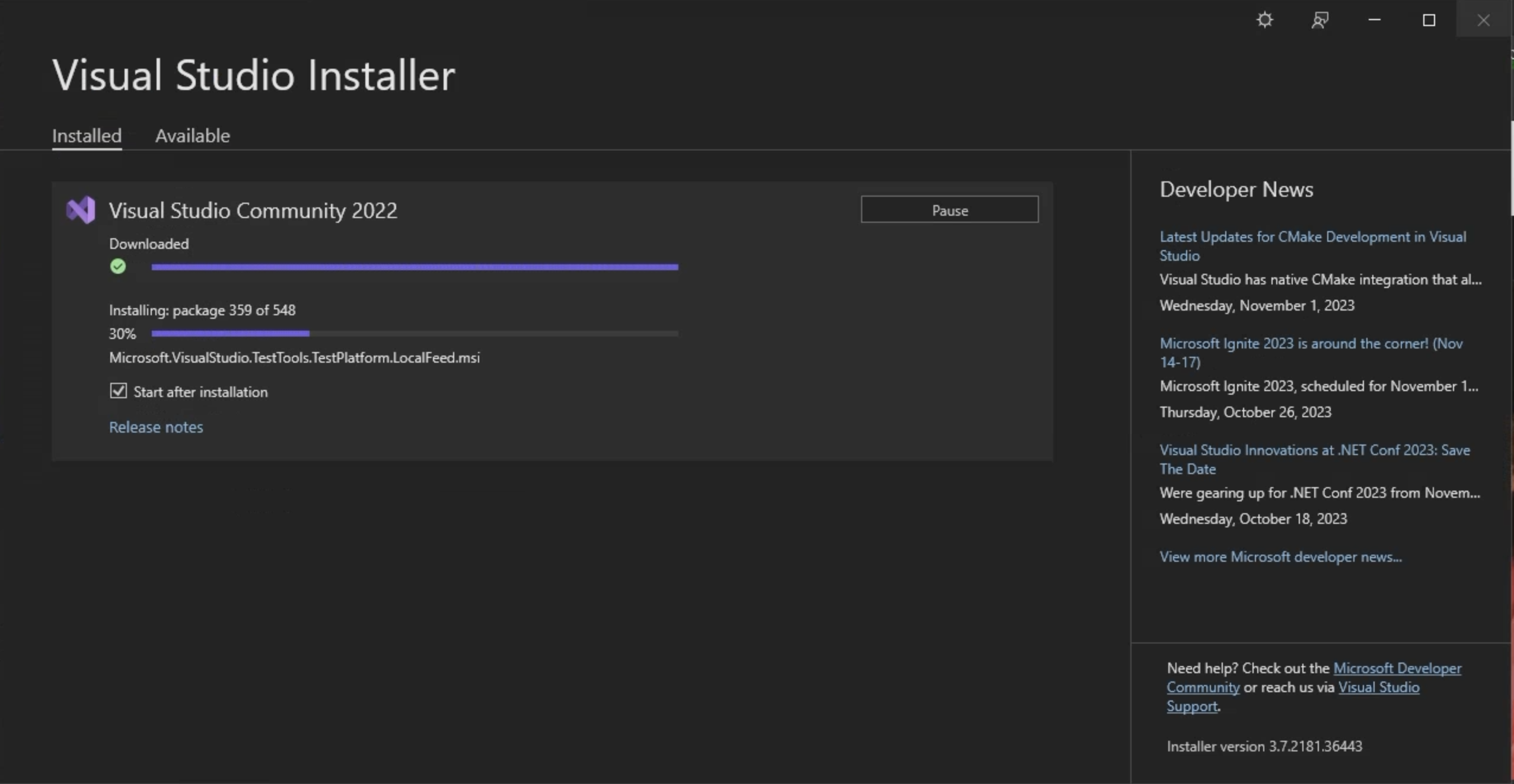Programma di installazione in esecuzione