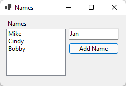 Esecuzione di un'app Windows Forms per .NET in Visual Studio 2026.