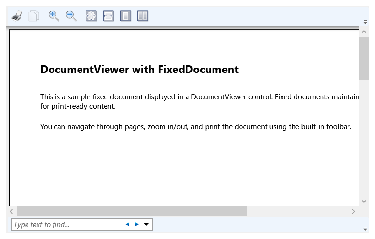 Screenshot del controllo DocumentViewer con un documento di esempio aperto.