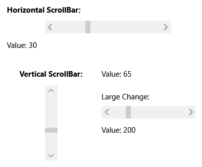 Screenshot delle barre di scorrimento verticali e orizzontali in WPF.