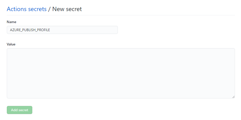 GitHub/Impostazioni/Segreto: Aggiungi nuovo segreto del repository