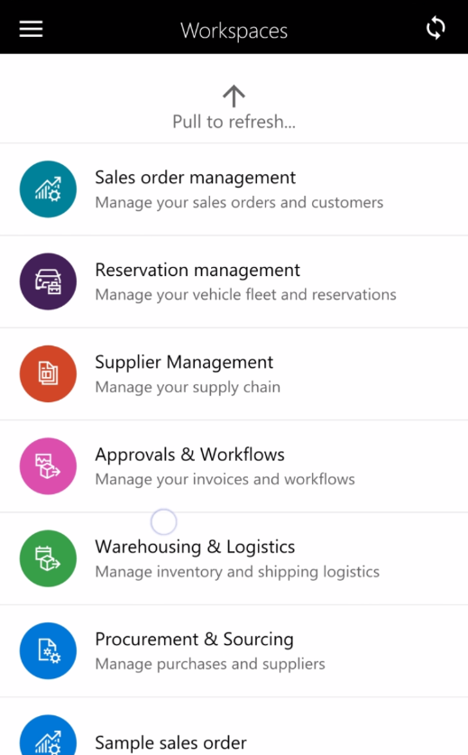 Screenshot of pull-to-refresh from the dashboard.