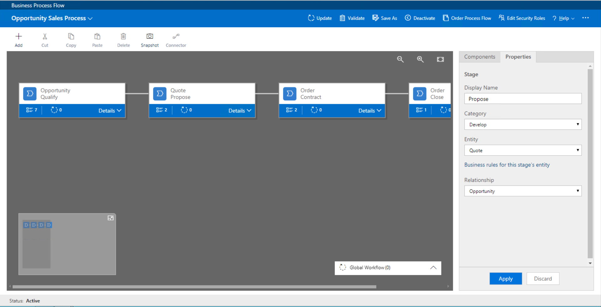 Configurazione dei processi aziendali in Dynamics 365.