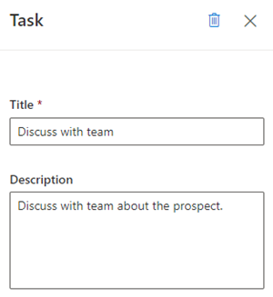 Schermata dell'aggiunta di un'attività personalizzata del task.