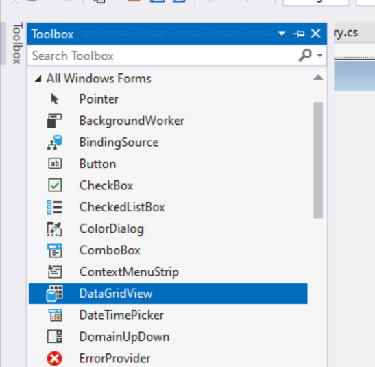 Aggiungere DataGridView