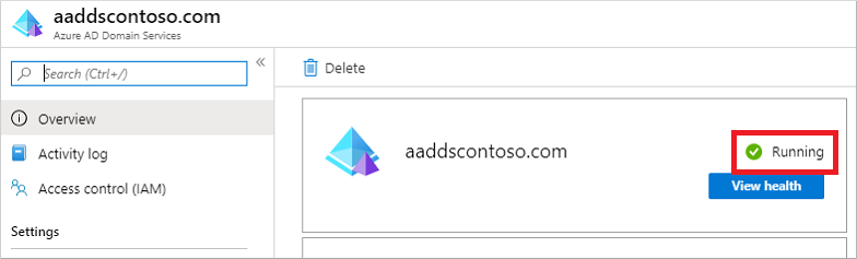 Stato di Domain Services dopo il provisioning completato