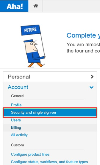 Screenshot che evidenzia l'opzione di menu Sicurezza e Autenticazione Singola.