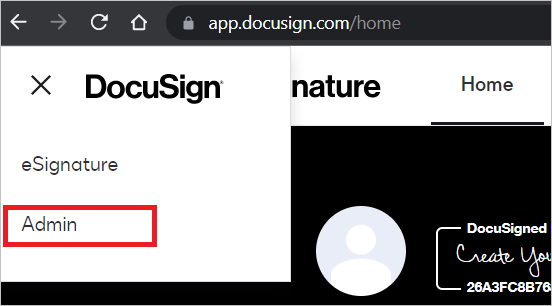 Screenshot di Vai ad Amministratore nel Profilo.