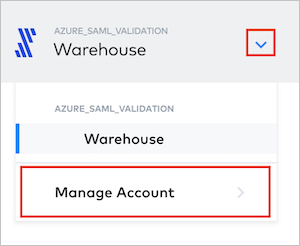 Screenshot che mostra l'opzione di menu Gestisci account selezionata.