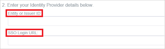 Screenshot che mostra le voci per il provider di identità.