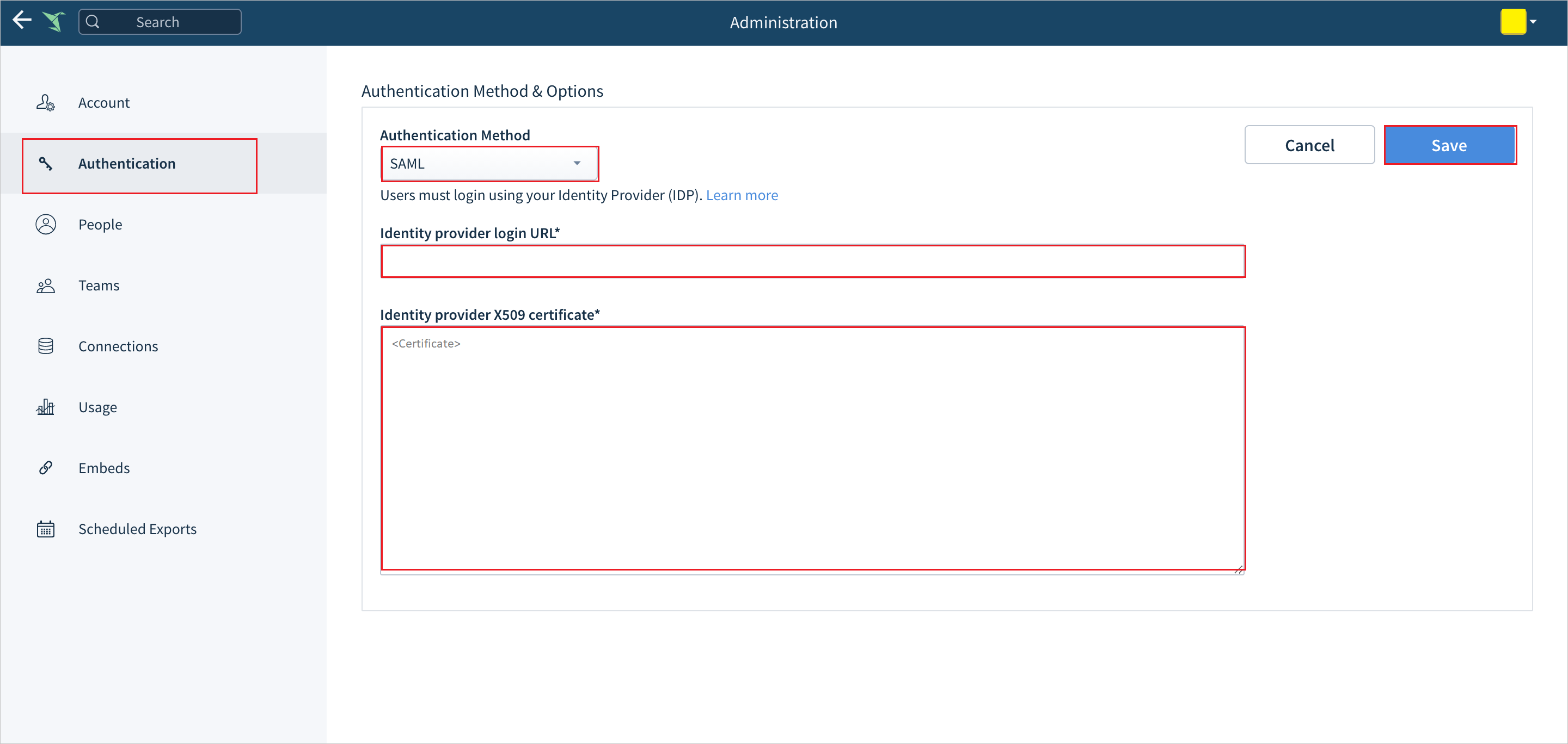 Configurare la sezione Single Sign-On di Sigma Computing