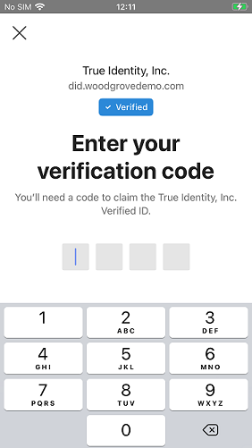 Screenshot della schermata di immissione del codice pin di Microsoft Authenticator con il tastierino numerico e il pulsante Avanti.