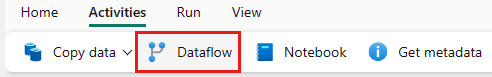 Screenshot dell'aggiunta di un'attività del flusso di dati.