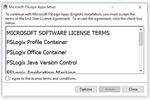 Screenshot che mostra l'inizio delle condizioni di licenza.