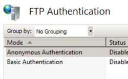 Screenshot che mostra il riquadro F T P Authentication ( Autenticazione F T P).