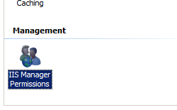 Screenshot del collegamento Autorizzazioni di I S Manager nel riquadro Home.