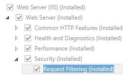 Screenshot che mostra la pagina Ruoli server. Il filtro delle richieste è selezionato in Sicurezza.