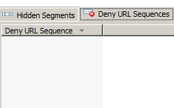 Screenshot del riquadro Filtro richieste. La scheda Deny U R L Sequences (Nega sequenze R L) è selezionata. L'aggiunta della sequenza U R L si trova nel riquadro Azioni.