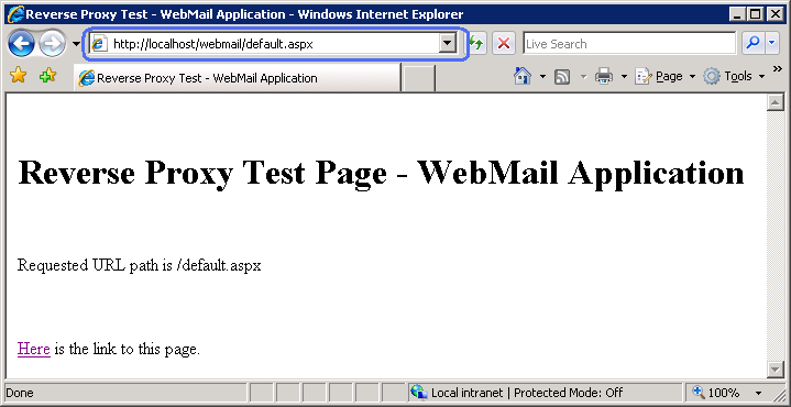 Screenshot di un web browser con il reindirizzamento dell'URL originale al nuovo URL.