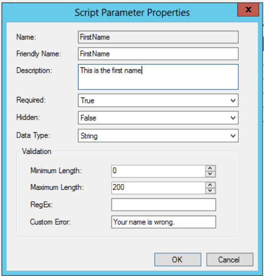 Parametri script - stringa