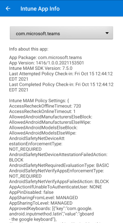 informazioni sull'app