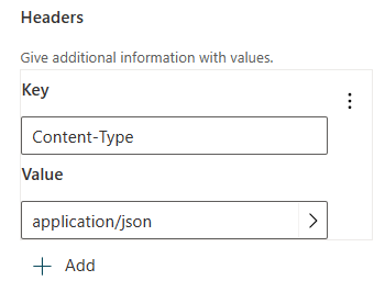 Screenshot dell'elenco delle intestazioni delle coppie chiave-valore per il nodo HTTP.