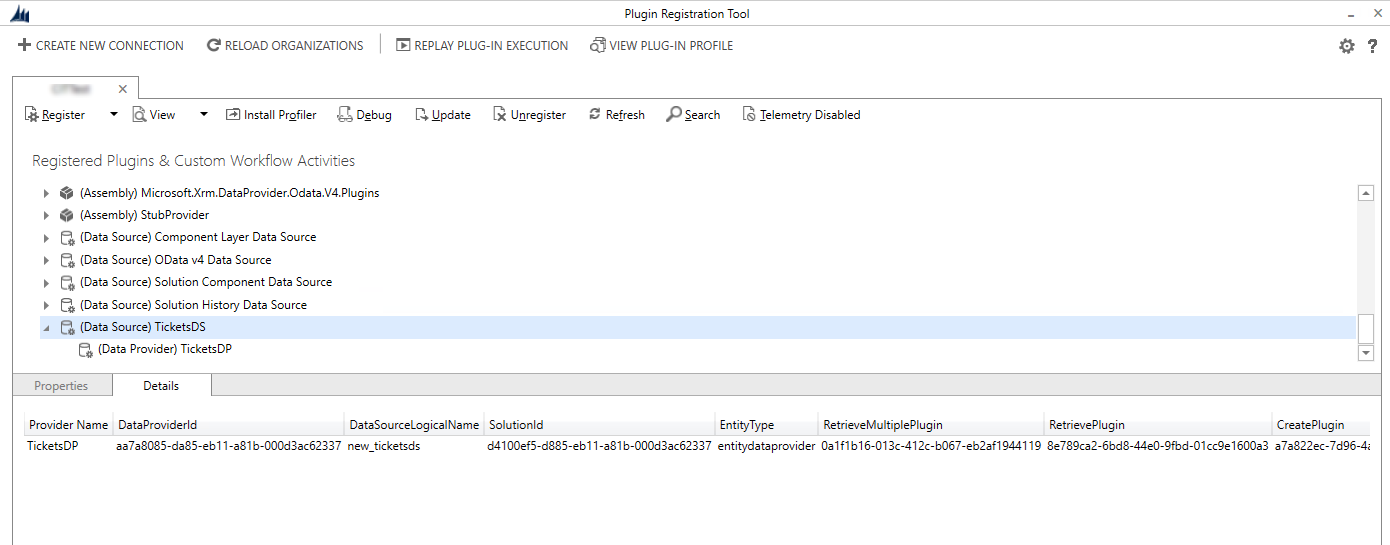Provider di dati registrato.