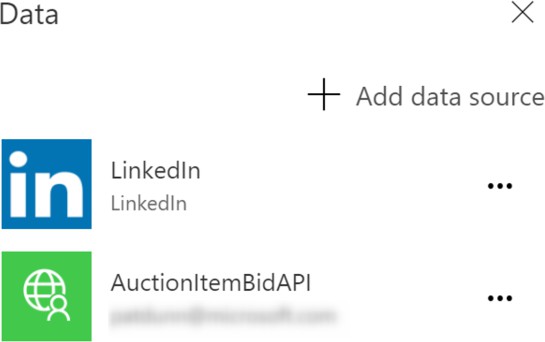 Schermata di un connettore che mostra che il nome è AuctionItemBidAPI.